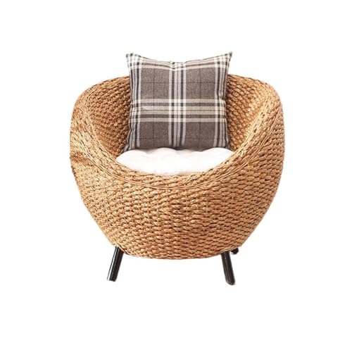 yixinzi-2024 Rattan-Akzentstuhl Natürlicher Rattanstuhl mit Rückenlehne – lässiger Loungesessel for Balkon und Innenbereich – dekorative Stühle Sessel