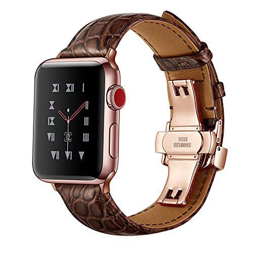 YIHANSS Uhrenarmbänder für Serie 1/2/3/4/5/6/SE, kompatibel mit iWatch 38 mm 40 cm/42 mm 44 mm, klassisches Uhrenarmband aus echtem Krokodilleder für Damen und Herren