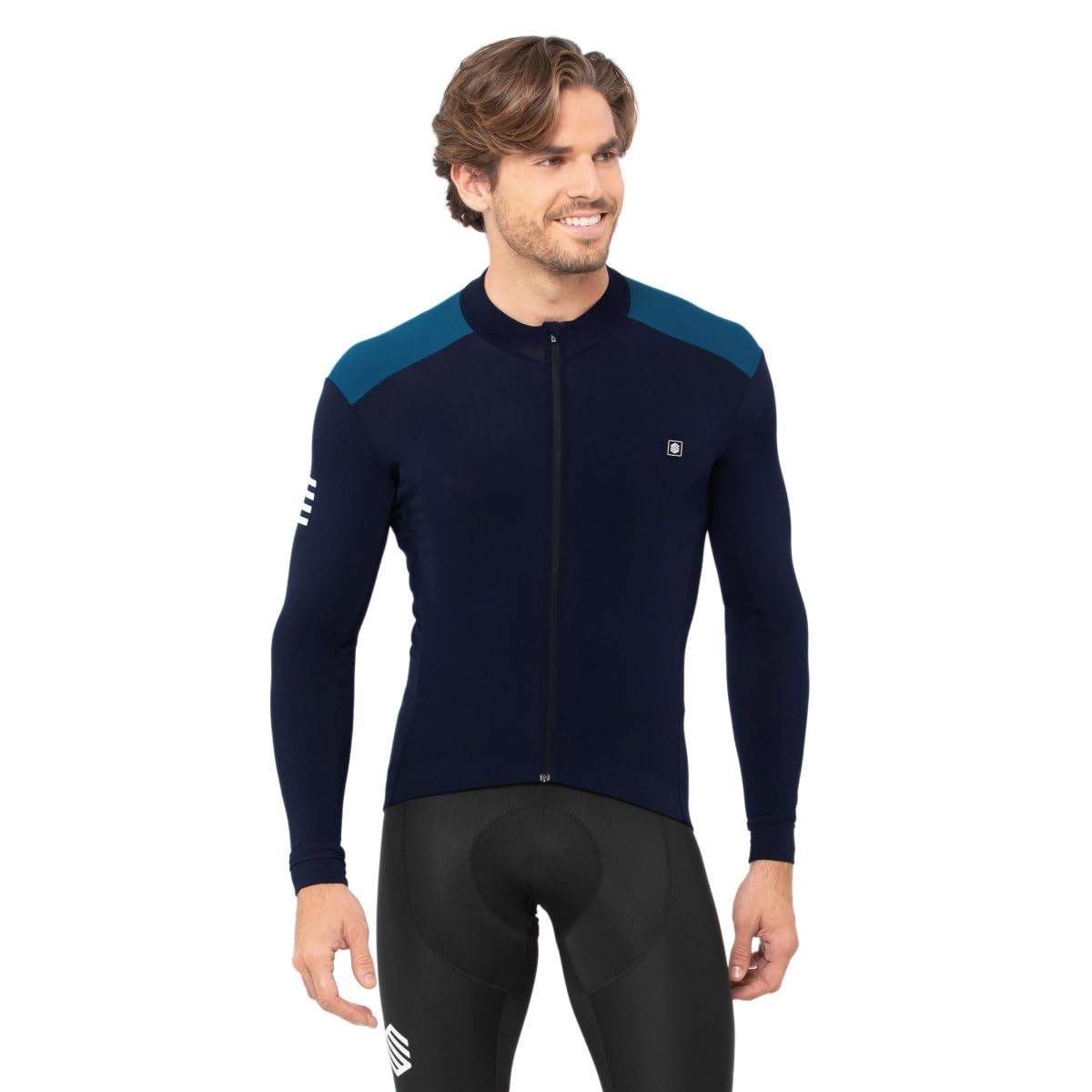 SIROKO - Langärmeliges Thermo-Radtrikot M4 Cubilla - S - Marineblau/Electric Blue