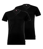 Levi's Herren V Neck T-Shirts Stretch Cotton 905056001 2er Pack, Farbe:Schwarz, Menge:2er Pack (1x 2er), Größe:XL, Artikel:-884 Jet Black