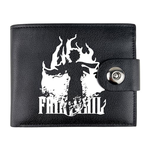 RYNDEX FAI-ry TA-il Anime-Geldbörsen, Cartoon-Münztasche Kleine Geldbörse, PU-Leder Geldbörse Brieftasche Wallet(Color:Black 6)