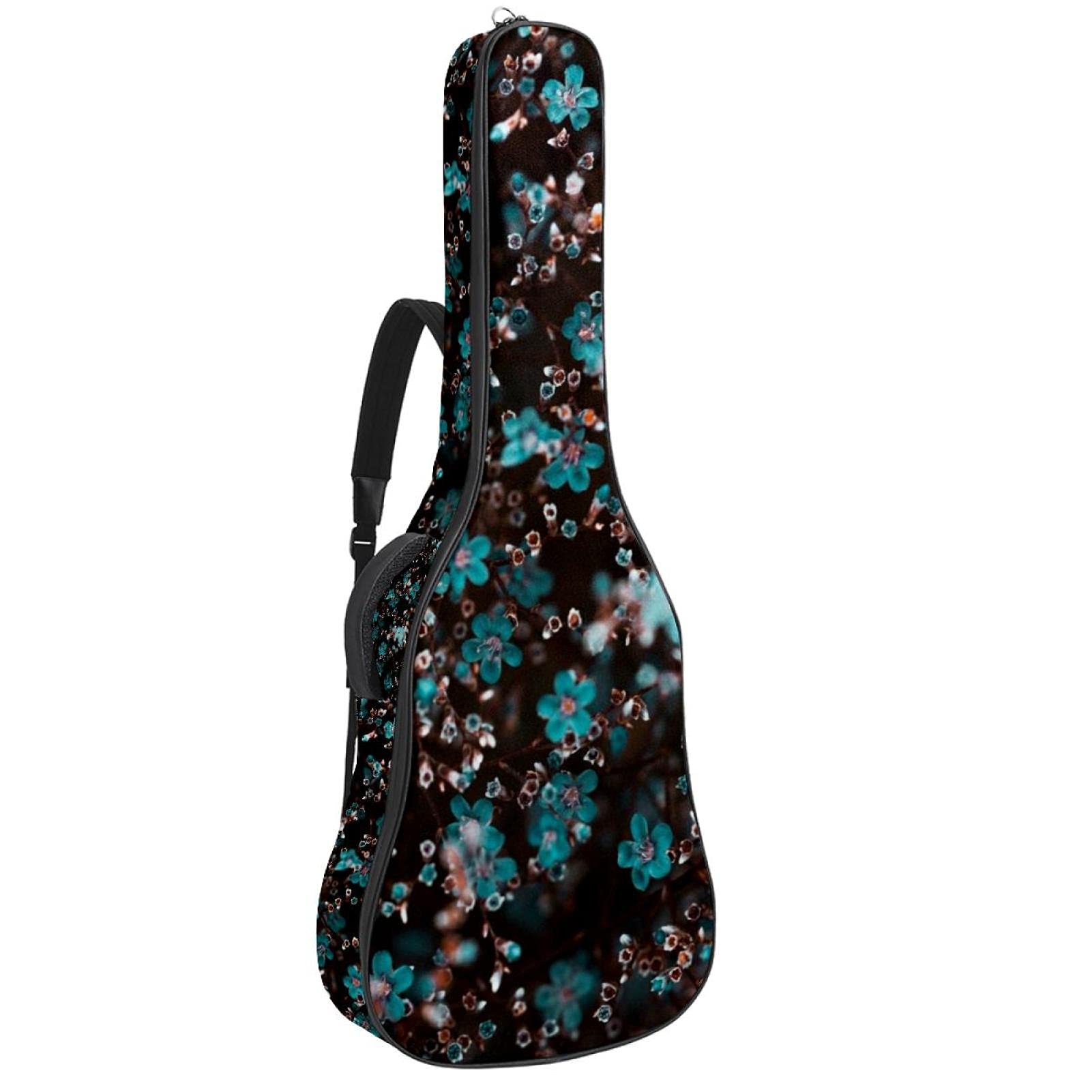 Akustische Gitarrentasche mit mehreren Taschen Dicke Polsterung Wasserdichter Gitarrenkoffer Gig Bag 108,9x42,9x11,9 cm，Schöne Blumen