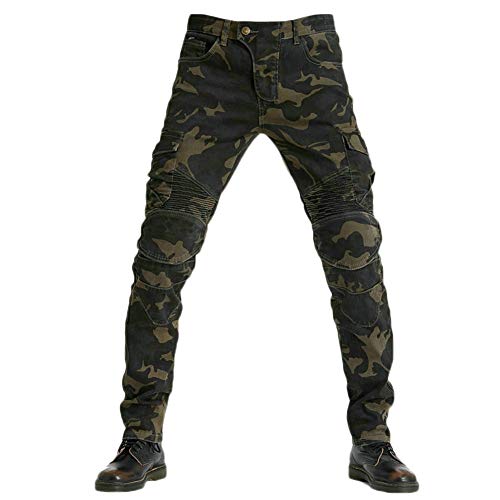 YOUCAI Herren Motorradhose Motorradjeans Denim Motorrad Hose mit Protektoren Motorradbekleidung Schutzkleidung Slim Fit Denim Hose,Camo,XL