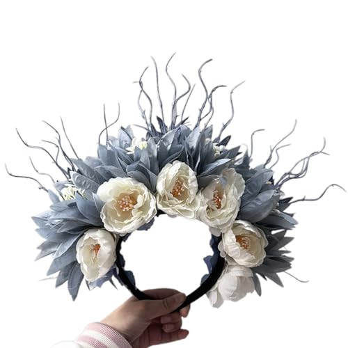 Ethnisches Braut-Stirnband, Haarkranz, Blumen, Hochzeit, Blumen-Stirnband, Haarreif, Haarschmuck, weicher und bequemer Stoff