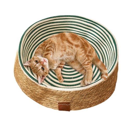 Katzenbett aus Rattan, Katzenbett aus Weide, Kratzbett für Katzen, Weidenkörbchen, bequemes Katzenbett, Kratzbrett für Kaninchen, kleine Haustiere, Schlafen, Spielen