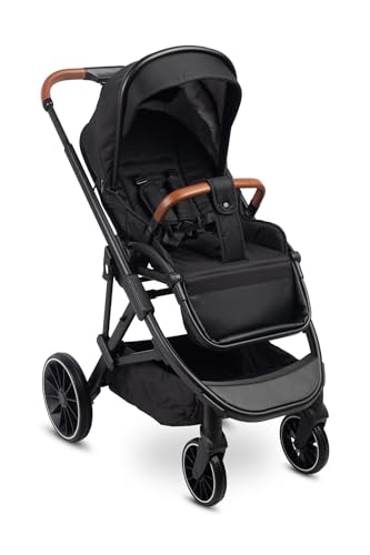 CARETERO RATIO Kinderwagen Buggy - Buggy mit Liegefunktion - Klappbar, mit Regenschutz, Beinabdeckung und 5-Punkt-Sicherheitsgurt - 11 kg Leicht - Schwarz