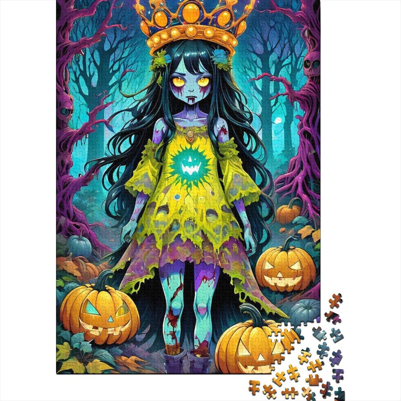 Halloween-Geister-Puzzles für Erwachsene und Teenager, schwierige, anspruchsvolle Puzzles mit 1000 Teilen, Lernspielzeug, Familienspiele (Größe 75x50cm)