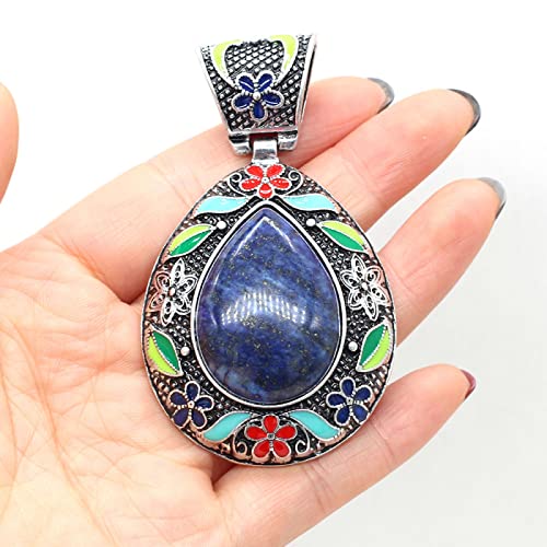 Naturstein-Kristall-Achat-Muschel-Charme-Weinlese-böhmischer Schmuck für DIY-Halskette,Lapislazuli