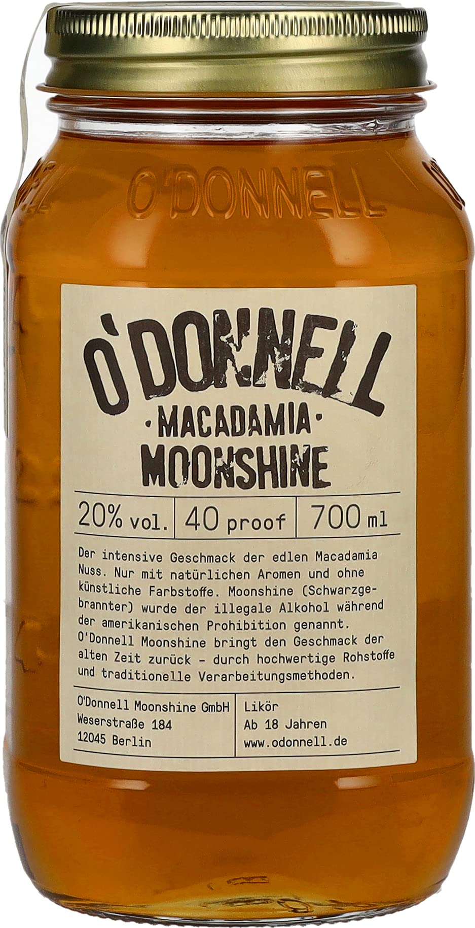 O'Donnell Moonshine MACADAMIA Likör 20% Vol. 0,7l