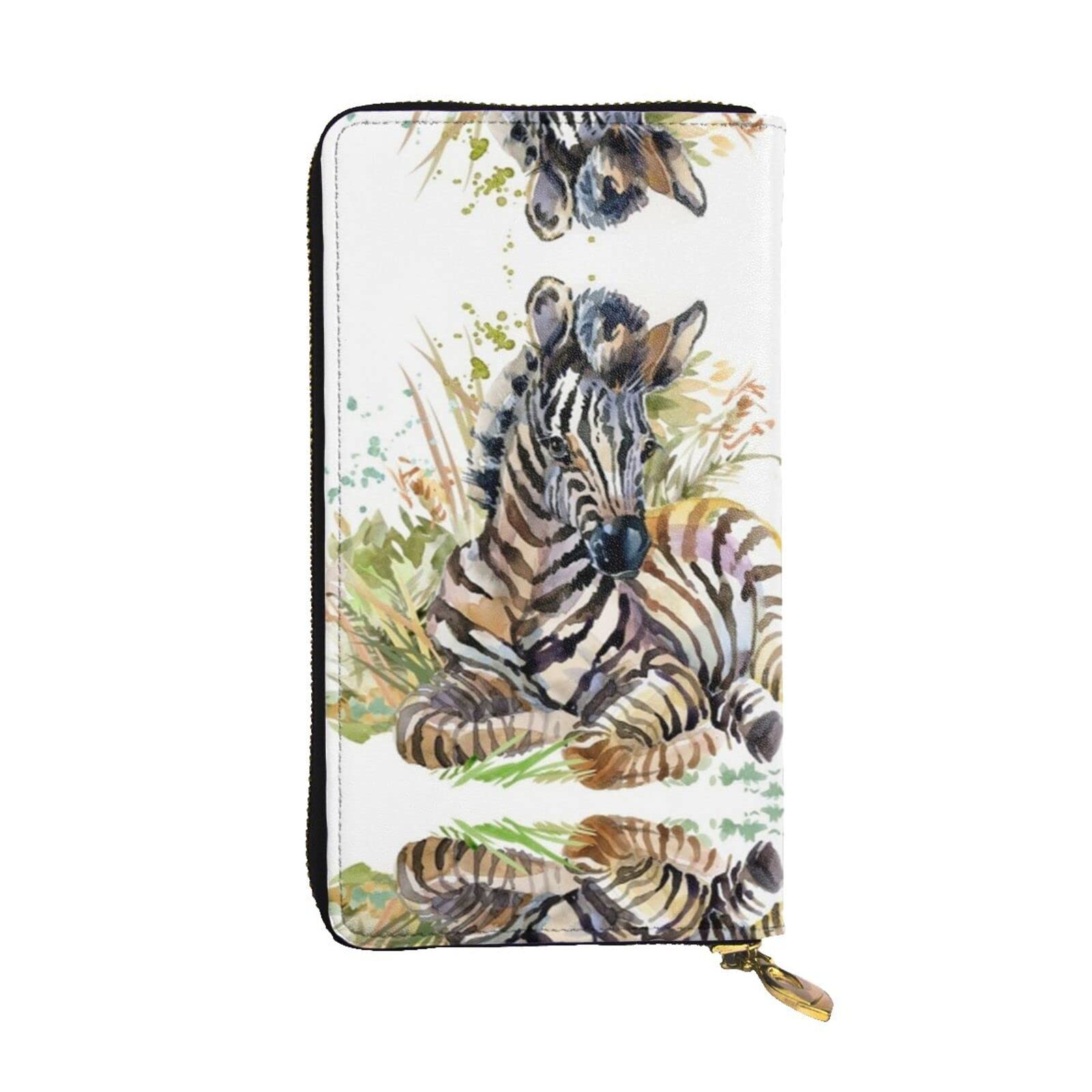 DMORJ Niedliche Zebra-Aquarell-Leder-Clutch-Brieftasche: 19 x 10 cm, bequem, leicht, wasserdicht, langlebig, schönes Geschenk, schwarz, Einheitsgröße, Schwarz , Einheitsgröße