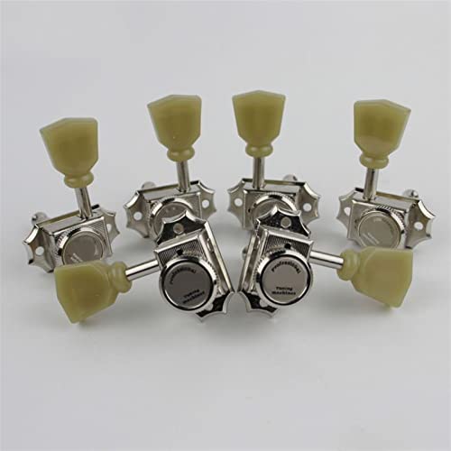 1 Set. 3R3L. Verriegelungsstring Vintage Deluxe E- Gitarrenmaschine Köpfe Tuner Nickel/Chrome Tuning-Pegs Stimmwirbel Mechaniken (Color : Nickel)