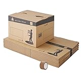 10 Stück Umzugskartons mit automatischem Boden – 60 x 50 x 40 cm – Made in France – max. Belastung 30 kg/120 l – FSC zertifiziert 70% – Pack & Move (10)