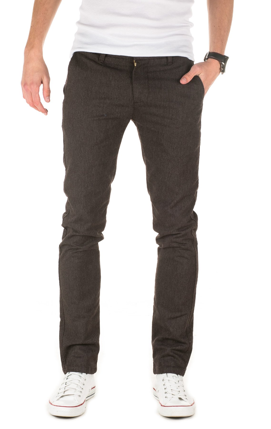 WOTEGA Herren Chino Hose Allen - Chinohose Skinny Fit - Gemustert, Braun (Espresso 191103), W29/L32