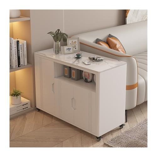 FUHAI-666 Haushalts-Beistelltisch, Sofa-Beistelltisch, Sideboard, abnehmbarer Lagerschrank, Sofa-Beistelltisch, Teetisch, Lagertisch(White+White,40x100x66cm)