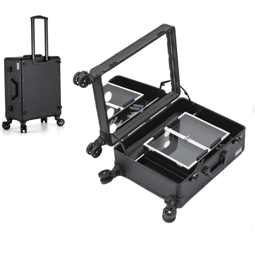 Kosmetikkoffer Aluminium, Kosmetikkoffer Schminkkoffer Kosmetik Make up Organizer Koffer Multikoffer Etagenkoffer, Pilotenkoffer Beauty Case Reisetrolley Friseurkoffer Kosmetik Trolley (Size : A)