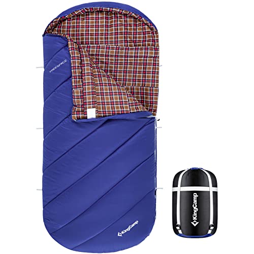 KingCamp Deckenschlafsack Freespace 250 Winter Schlafsack Breit Baumwolle -8°C Deep Sky Blue