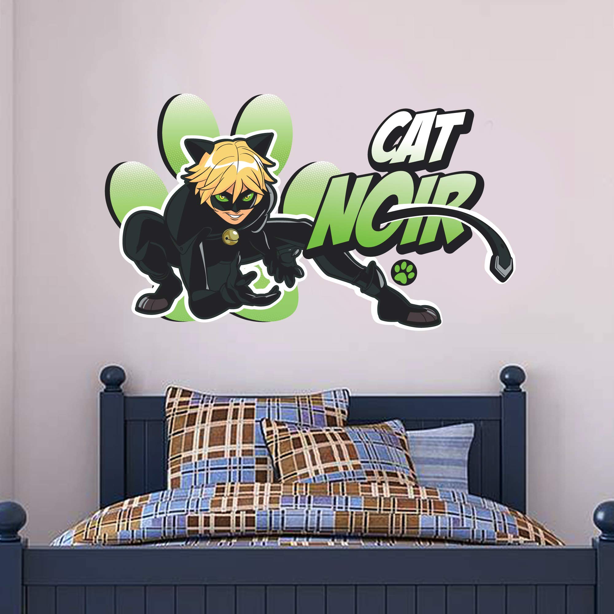 Beautiful Game Miraculous Wandsticker – Cat Noir Superhelden-Kinder-Wandaufkleber, 120 cm breit x 65 cm hoch