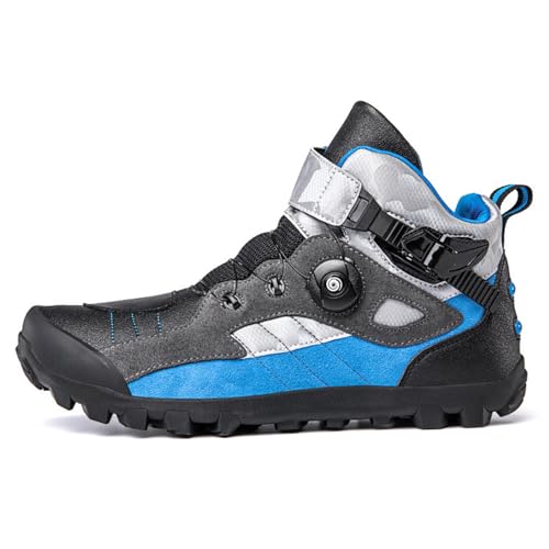 VEACAM Motorradschuhe Motorrad Kurze Rennstiefel Große Größe Biker Racing Stylist Stiefel Männer Frauen Outdoor Sneaker,Blue-42