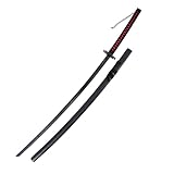 Katana S5041 Tensa Zagetsu Ichigo Kurosaki von Bleach, inoffizielle Replik, 140 cm Schwarze Stahlklinge, Schwarze Scheide, schwarzer Kordelgriff