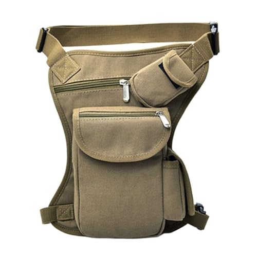 Motorrad Beintasche Männer Leinwand Drop Taille Taschen Bein Pack Tasche Männer Gürtel Fahrrad Und Motorrad Geld Gürtel Fanny Pack for Arbeit Motorrad Tasche Bein(Khaki)