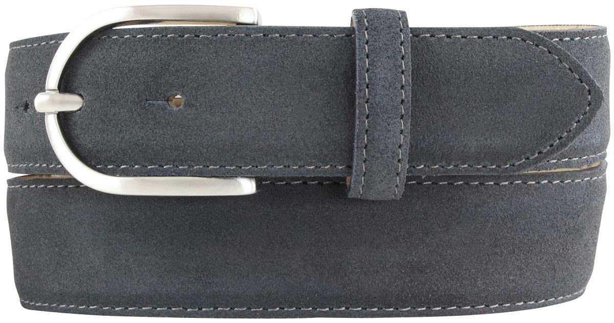 BELTINGER Damen-Gürtel aus Veloursleder 3,5 cm | Velour-Ledergürtel für Damen 35mm | Wildleder-Gürtel mit runder Gürtelschließe | Anthrazit 80cm