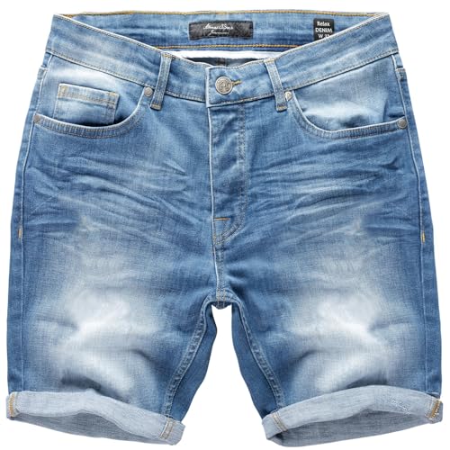 Amaci&Sons Herren Jeansshorts Bermuda Männer Kurze Hose Regular Fit 7981 Hellblau W31