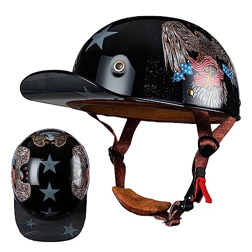 Motorrad Halbschalen Halbhelm Halbschalenhelm Baseballmütze-Helm Baseball Cap Motorradhelm Mit ECE-Zulassung Cruiser Chopper Scooter Helm Für Bike Cruiser Chopper Moped Scooter