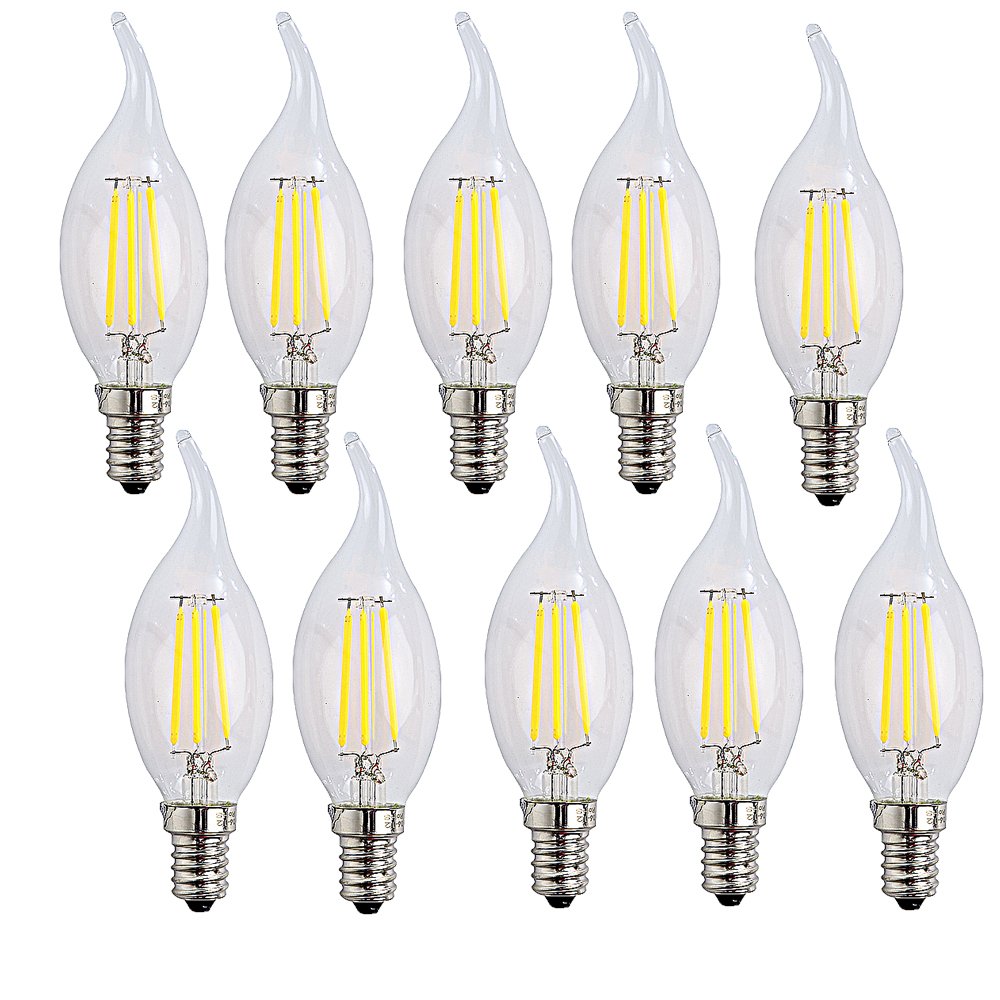 10er Pack E14 LED Filament Birne Retrofit Classic, E14 Leuchtmittel 40W Halogenlampe Ersetzen,E14 C35 Fadenlampe 400LM Kaltweiß 6000K E14 Glühlampe Nicht Dimmbar