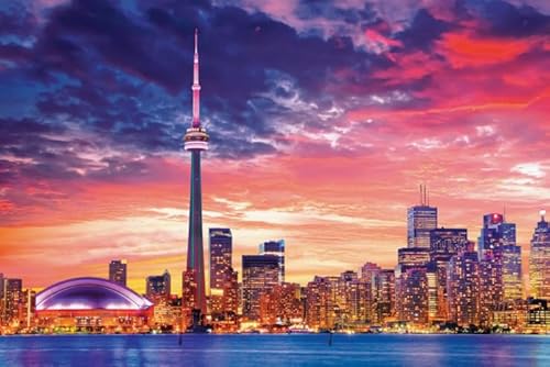 HfmQuisutron Jigsaw Puzzle 1000 Stück Stadt Toronto Reise Landschaft Poster Holz Buntes Geschicklichkeitsspiel Für Die Ganze Familie Erwachsene Yw216Az