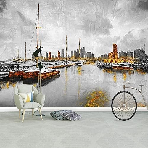 XLMING Abstrakt Stadt Strand Segelboot 3D Tapete Home Dekoration Wohnzimmer Sofa Schlafzimmer Tv Hintergrund Wand-350cm×256cm