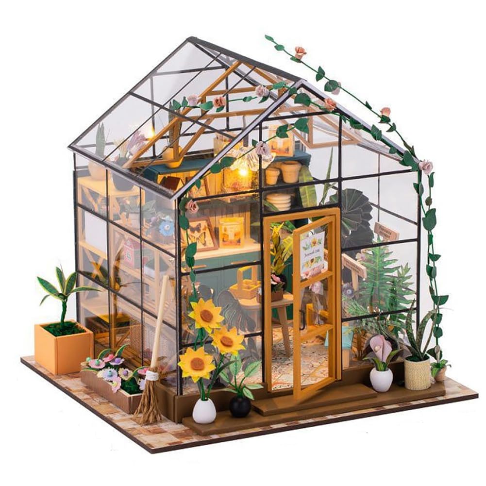 Yunnaty Cottage-Bausatz, Mini-Blumenhaus zum Selbermachen, Handgefertigt, 3D-Puzzle, Montagebausatz, Dekoration für Zuhause und Schlafzimmer