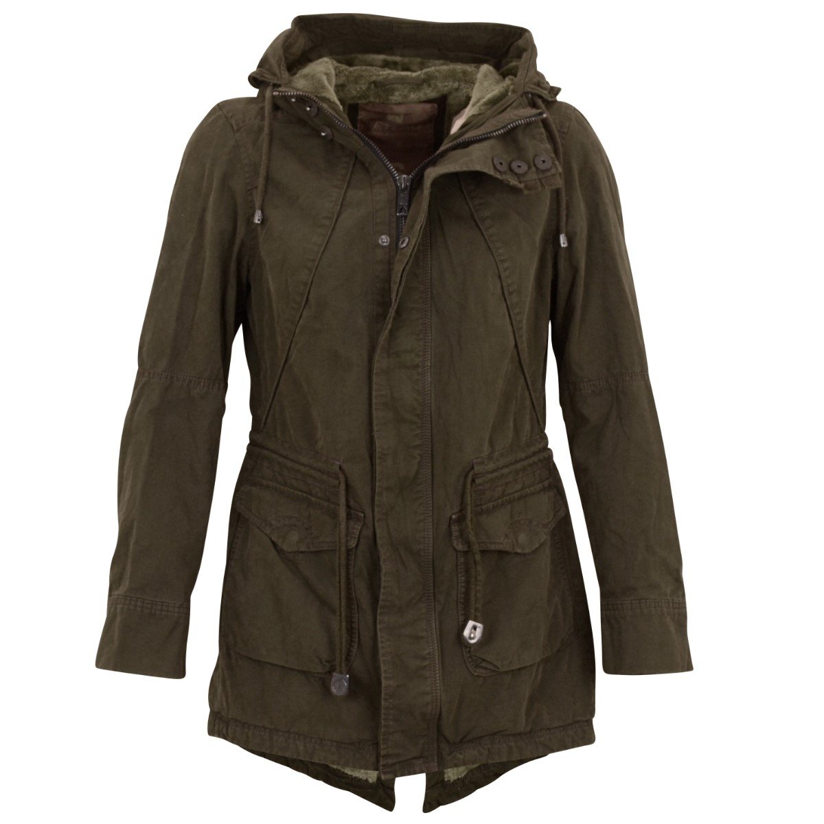 Jet Lag Damen Parka Jacke YM-60 B XL-Kapuze black olive M