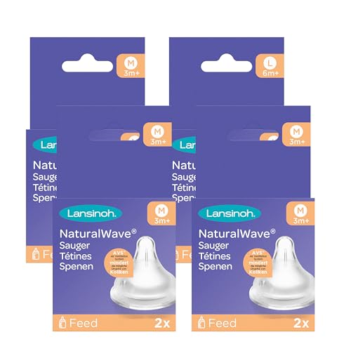 Lansinoh NaturalWave Sauger, Gr. M - mittlerer Milchfluss, 8 Stück (4er Pack)