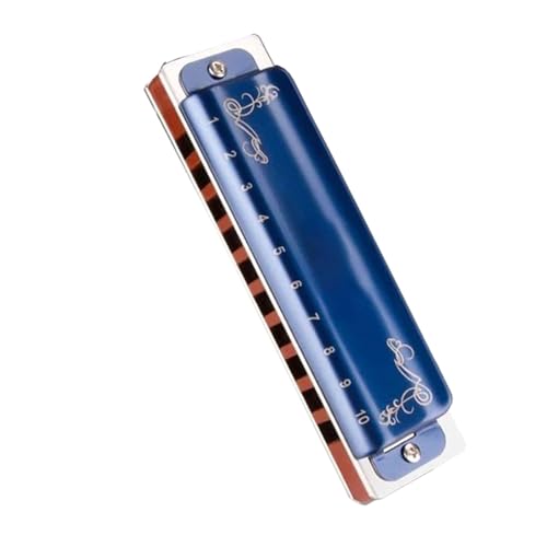 Spielen Sie professionell Mundharmonika 10-Loch Diatonische Mundharmonika Blues Harp Instrument Stilvolles und exquisites blaues Gehäuse (Color : C)