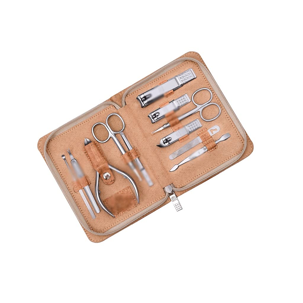 VSULZVNU Nagelpflege-Set, 11-teiliges Nagelknipser-Set mit Fingernagelknipser, Pediküre-Set mit Edelstahl-Maniküre-Set, Anzug für Männer und Frauen, Pediküre-Set