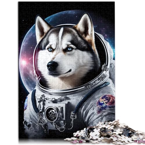 Spielgeschenk Puzzle Siberian Husky Astronaut Puzzle für Erwachsene 1000-teiliges Holzpuzzle Einzigartige Geburtstags 1000 Teile (50 x 75 cm)