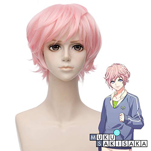 LINLINCD Cosplay wig Hand Tour A3! Cosplay Muku Sakisaka Cosplay Perücken Hitzebeständige synthetische Halloween Karneval Party Haarperücken+Perückenkappe Hc-Xb