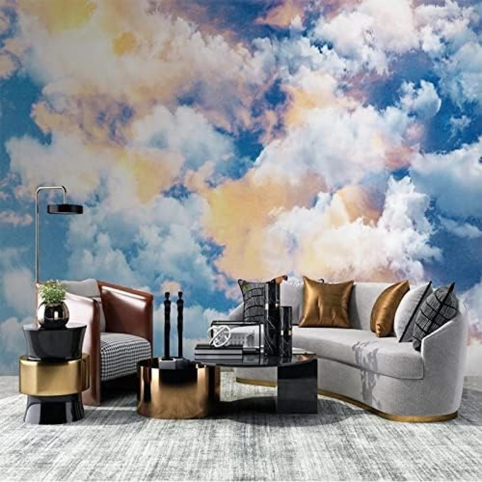 XLMING Bunte Wolken Himmel Natur Landschaft 3D Tapete Wohnzimmer Sofa Schlafzimmer Esszimmer Home Dekoration Wand-350cm×256cm