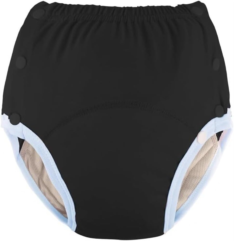 Verstellbare Auslaufsichere Unterwäsche Baumwolle Inkontinenzhöschen Ältere Frauen Periodenpflege-Slips Wiederverwendbare Stoffwindeln (Color : Black, Size : L)