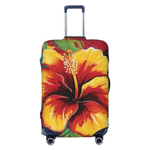 CSGJMYGS Reisegepäckhülle, elastisch, waschbar, modisch, kratzfest, bunt, Hibiskus-Koffer-Schutz, passend für 45,7 - 81,3 cm Gepäck, Schwarz , XL