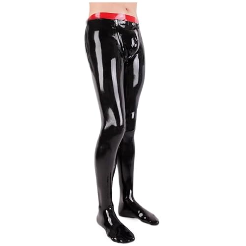 Sexy Latex-Herrenhose mit Socken und abnehmbarer Gummi-Jeans-Leggings im Schritt