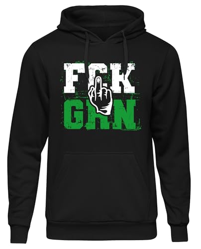 UGLYSHIRT FCK GRN Herren Kapuzenpullover | Anti Grün Demo Pullover Widerstand Hoodie Politik Anti Klimaaktivist | M3 Schwarz (XL)