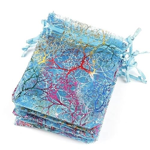 50 teile/los 7x9 cm 9x12 cm 10x15 cm Bunte Organzabeutel Schmuckverpackungsbeutel Hochzeitsbevorzugung Geschenktüten Kordelzugbeutel-Blau,10x15cm,50pcs