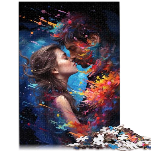 Puzzle-Geschenk, buntes Gemäldepaar, 1000-teiliges Puzzle, Holzpuzzle, Familienspiel, Stressabbau, schwieriges Herausforderungspuzzle, 1000 Teile (50 x 75 cm)