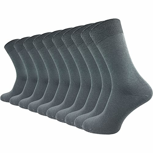 GAWILO Socken aus 100% Baumwolle (10 Paar) | Ohne drückende Naht, mit venenfreundlichem Komfortbund | Baumwollsocken für Damen & Herren (43-46, dunkelgrau)