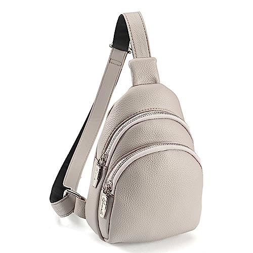 TAKOXIA Tasche für Damen, Bauchtasche, PU, große Kapazität, Sport-Gürteltasche, Brusttasche, multifunktional, Damen, Crossbody, Hüfttasche, Schultertasche, grau, As shown in the figure