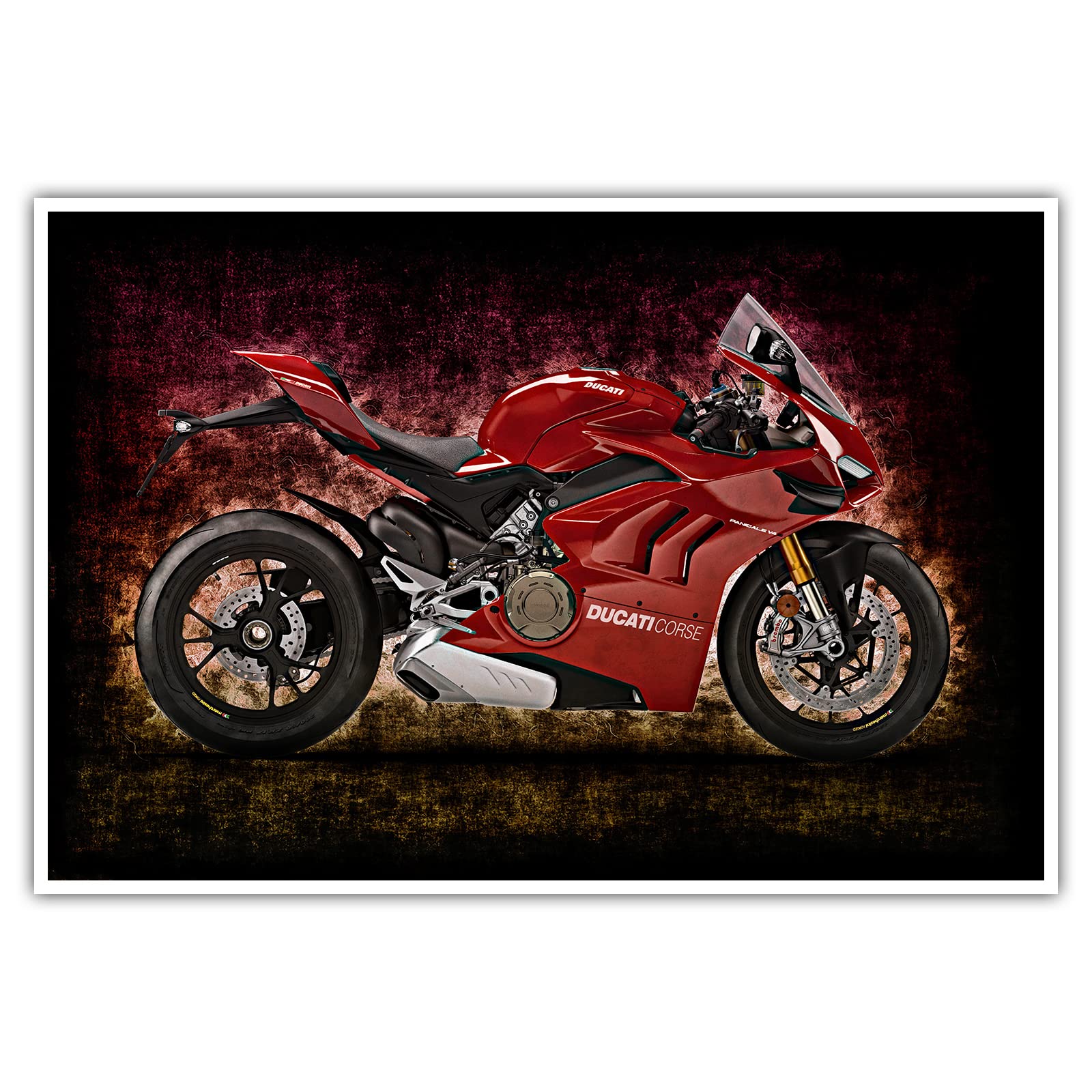 CanvasArts Ducati Panigale V4 - Poster - Wandbild Motorrad Modern (80 x 60 cm, Poster)