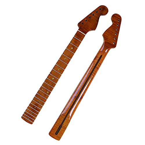 6-saitiger E-Gitarren-Hals, Hochglänzend, Gelb, 21 Und 22 Bünde, Komplett Aus Kanadischem Ahorn Für ST-Gitarrenhals Gitarre Hals Ersatz (Color : 10)