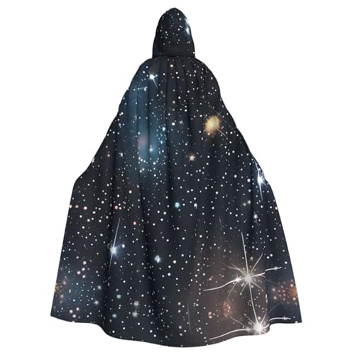 YQxwJL Sternbild Sternhaufen Galaxien Druck Halloween Umhang Herren mit Kapuze Umhang Renaissance Umhang für Erwachsene Cosplay Hexenumhang Umhang