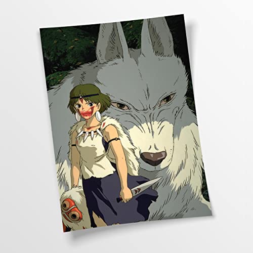 Poster Prinzessin Mononoke | Anime - Studio Ghibli - Cartoon, Wandbild auf Keilrahmen gespannt - Klein bis XXL, Wohnzimmer - Flur - Dekoration